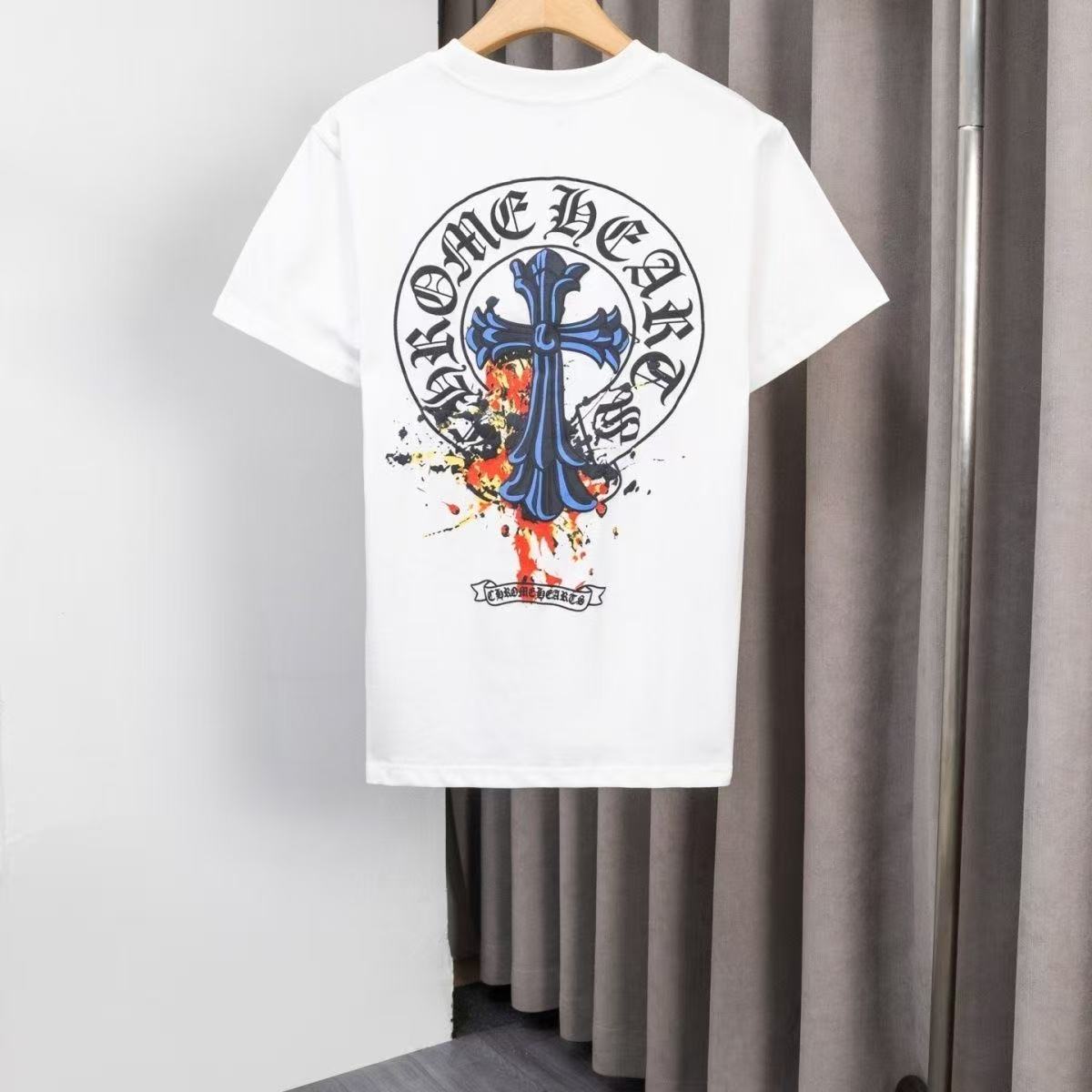 Chrome Hearts Classic Crewneck T-Shirt in White/Blue/Orange