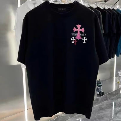 Chrome Hearts T-shirt in Black/Pink: Gothic Romanticism