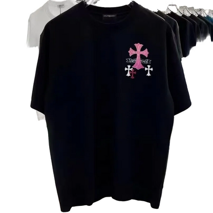 Chrome Hearts T-shirt in Black/Pink: Gothic Romanticism