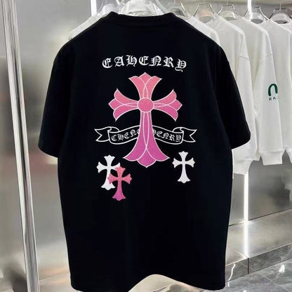 Chrome Hearts T-shirt in Black/Pink: Gothic Romanticism
