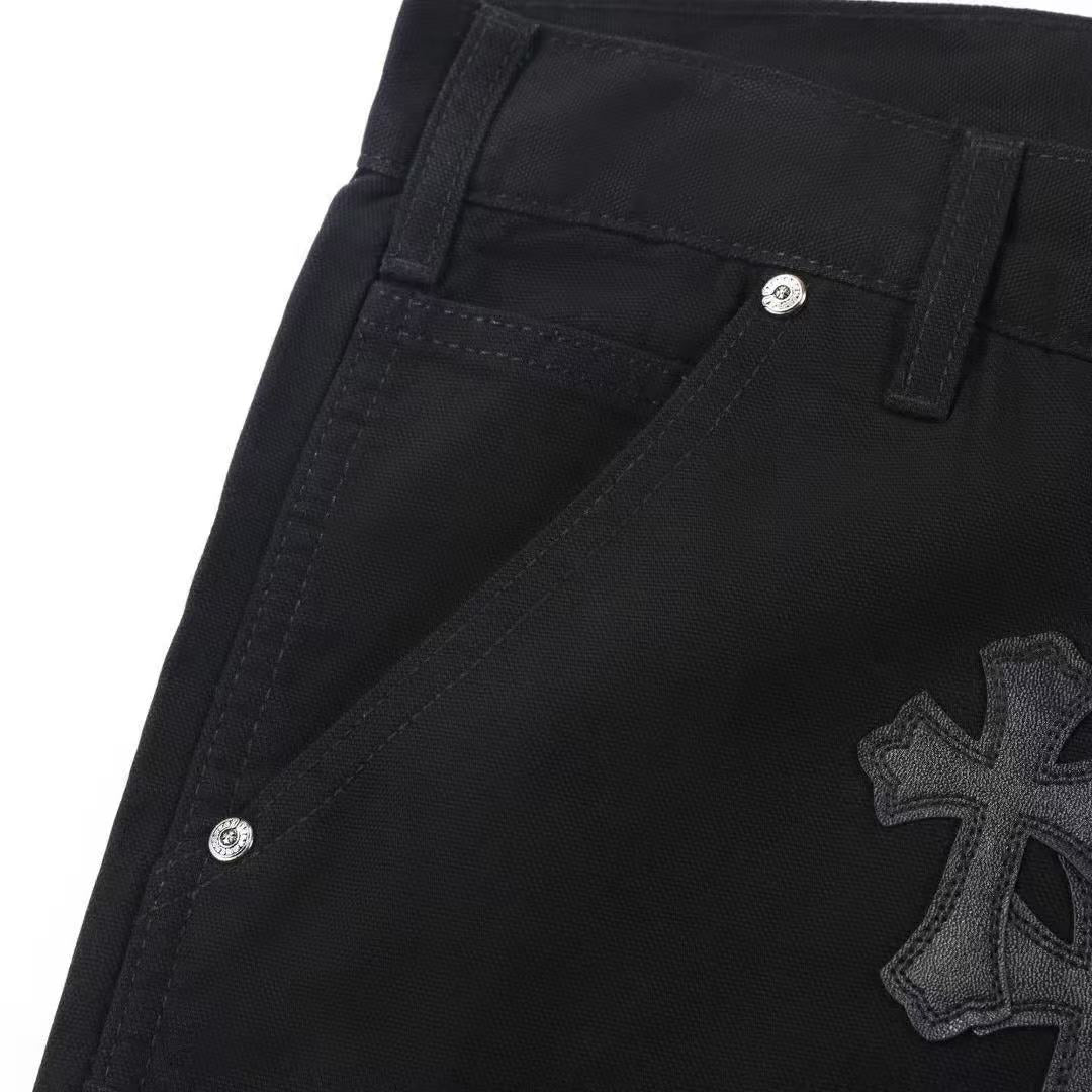 CHROME HEARTS BLACK CROSS PATCH JEANS BLACK