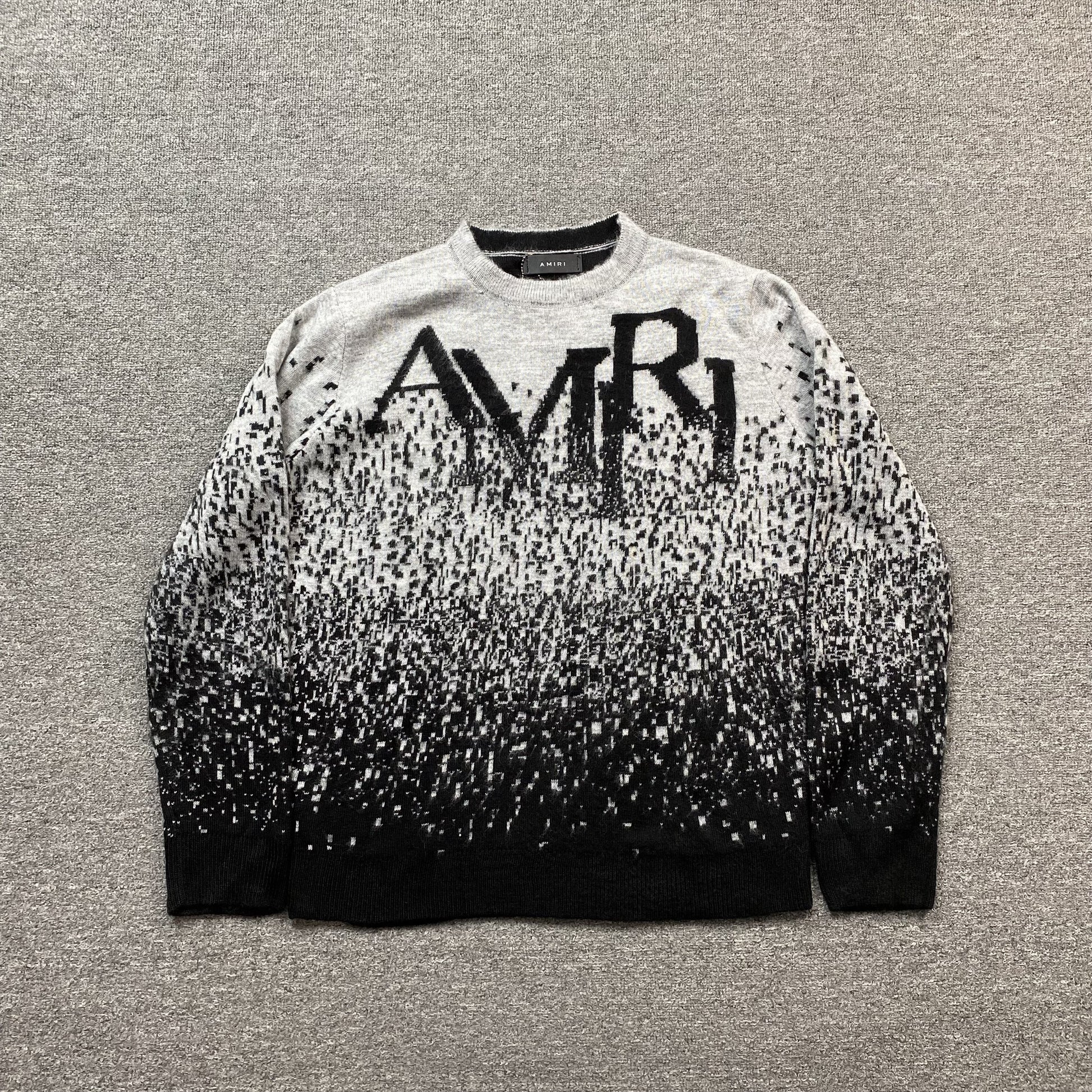 AMIRI STAGGERED GRADIANT CREWNECK GREY - Prime Reps