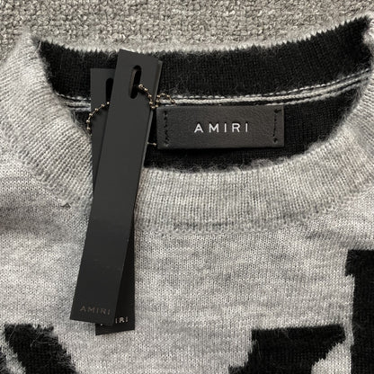 AMIRI STAGGERED GRADIANT CREWNECK GREY - Prime Reps