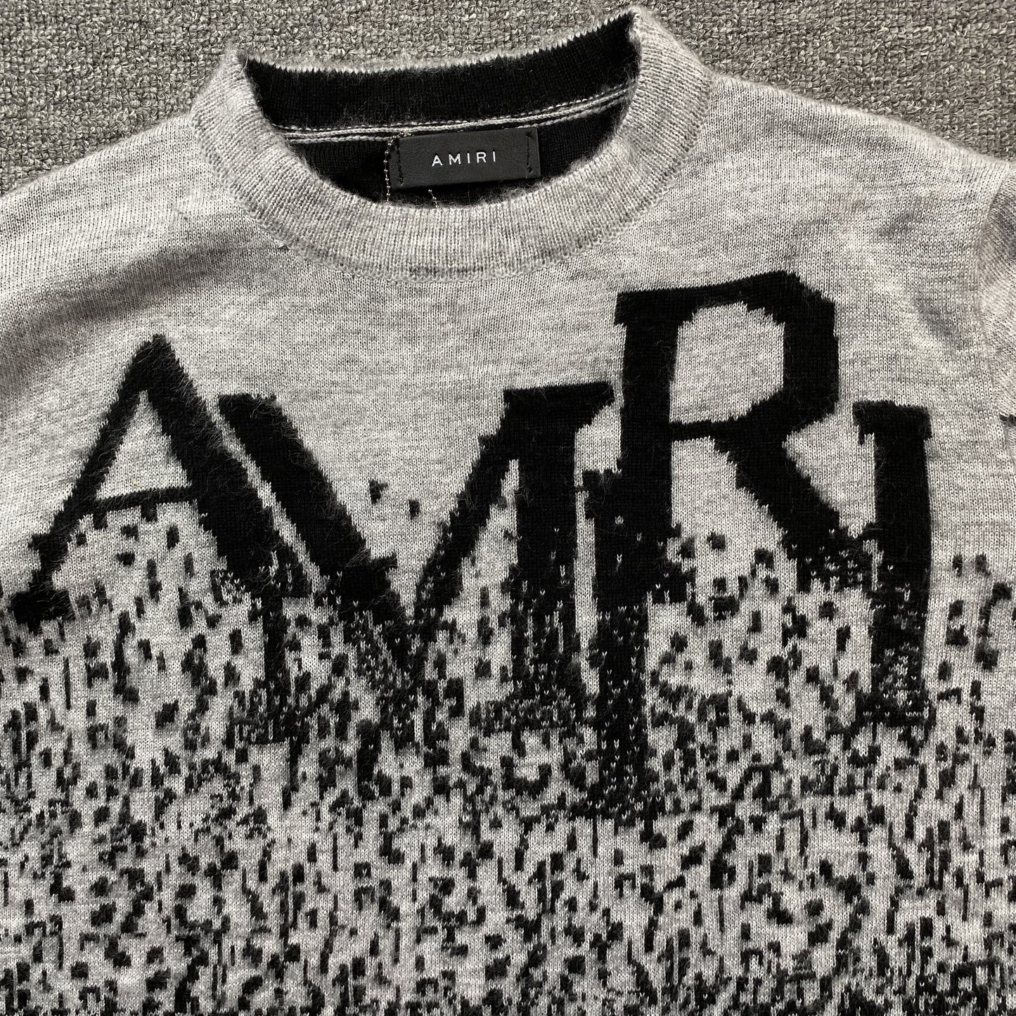 AMIRI STAGGERED GRADIANT CREWNECK GREY - Prime Reps