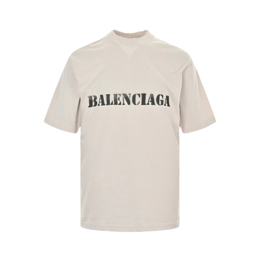 BALENCIAGA STENCIL LOGO T-SHIRT BEIGE - Prime Reps