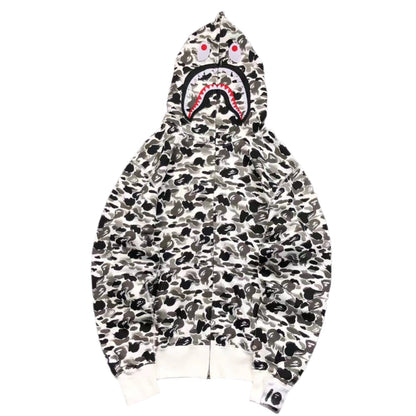 BAPE ABC CAMO SHARK FULL ZIP HOODIE GREY - Prime Reps