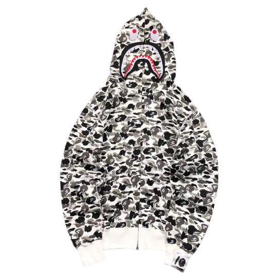 BAPE ABC CAMO SHARK FULL ZIP HOODIE GREY - Prime Reps