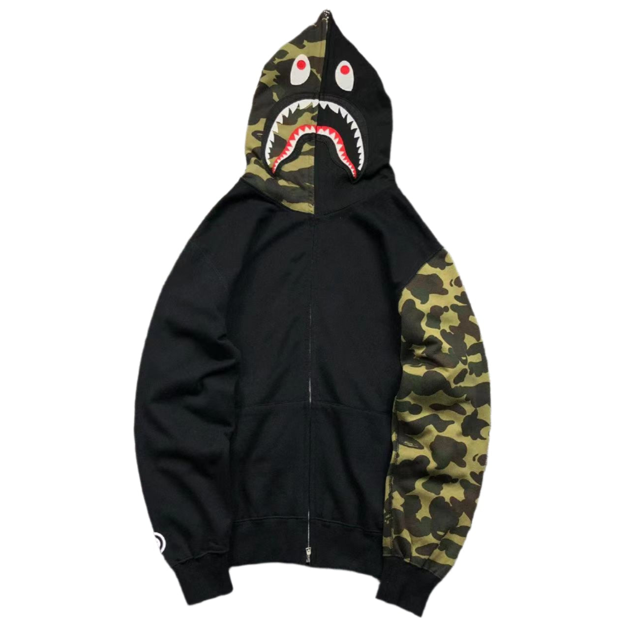 BAPE GREEN CAMO FULL ZIP HOODIE BLACK - Prime Reps