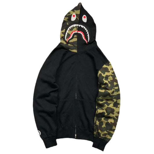 BAPE GREEN CAMO FULL ZIP HOODIE BLACK - Prime Reps