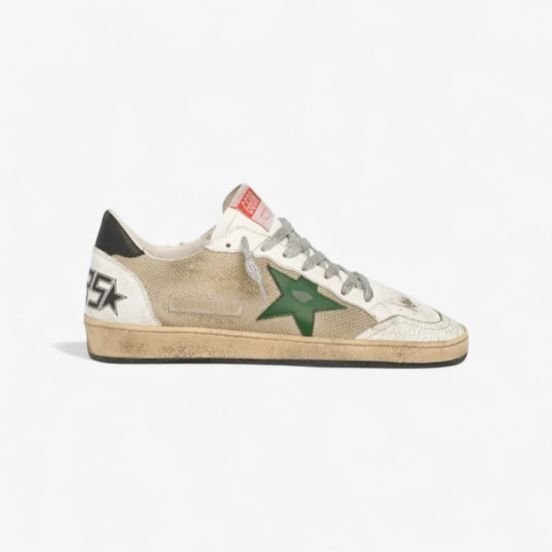 Ball Star Sneakers In Leather And Mesh With Black Heel Tab