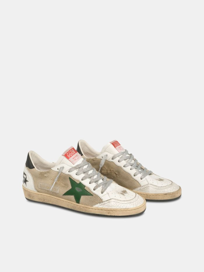 Ball Star Sneakers In Leather And Mesh With Black Heel Tab