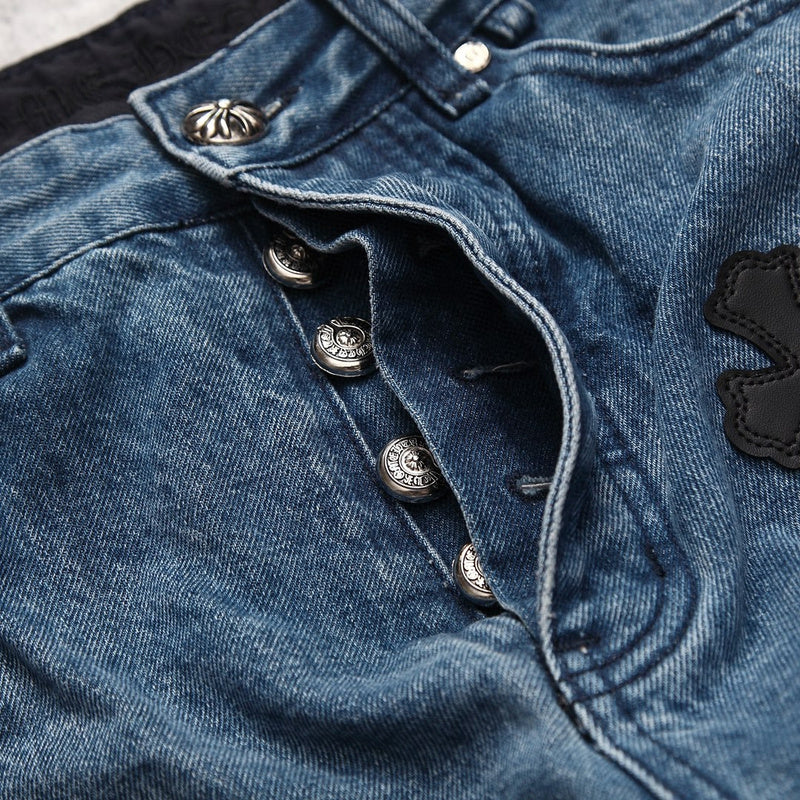 CHROME HEARTS 3 COLOR CROSS BLUE JEANS - Prime Reps