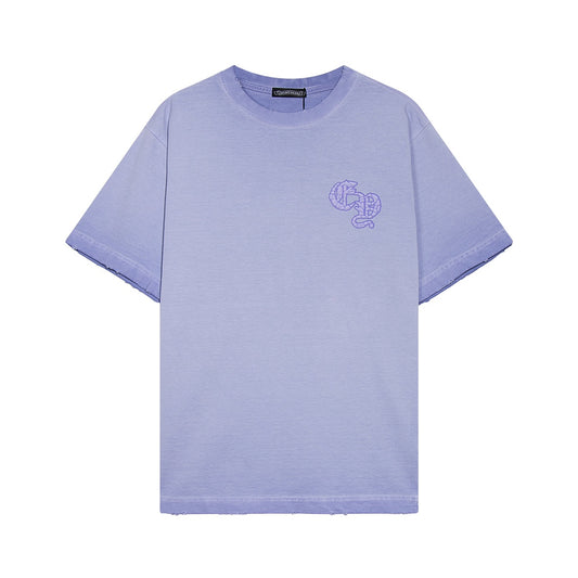 CHROME HEARTS HORSE SHOE LOGO T-SHIRT WASHED LIGHT BLUE - Prime Reps