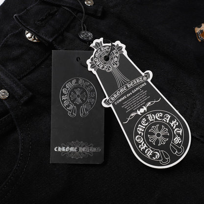 CHROME HEARTS JEANS BLACK GREEN LEOPARD - Prime Reps