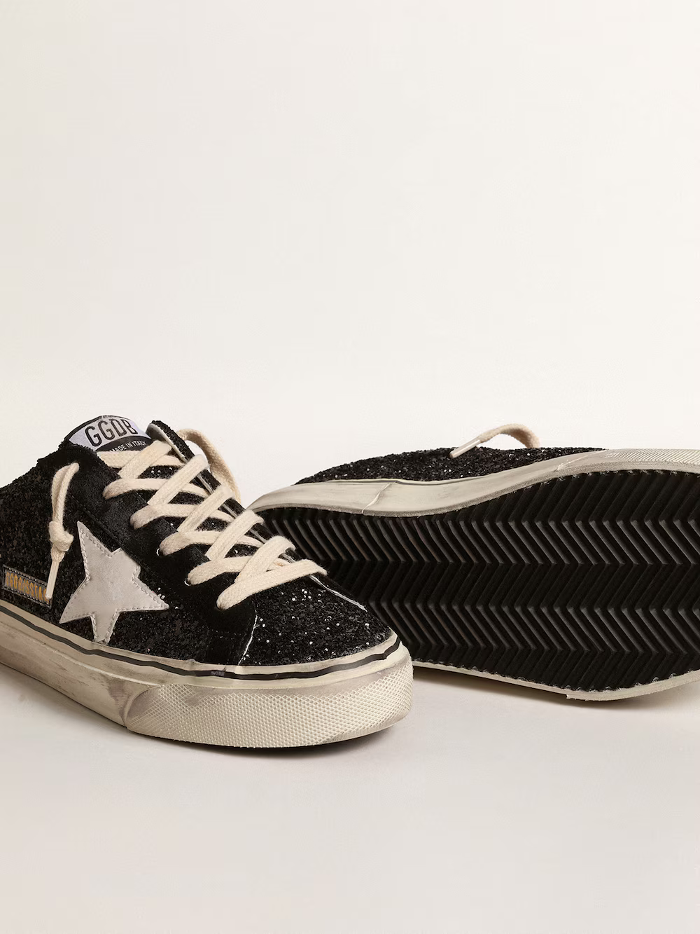 Golden Goose Super-Star Slide Mule in Black Glitter