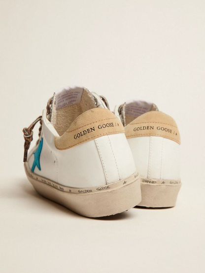 Hi Star Ltd Sneakers With Silver Glitter Tongue And Cyan-blue Suede Star