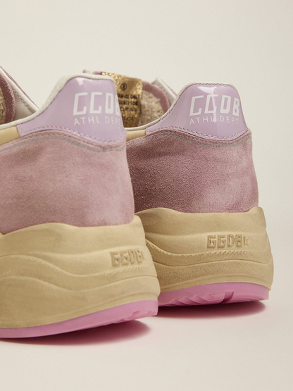 Pastel Pink Running Sole Sneakers With White Star