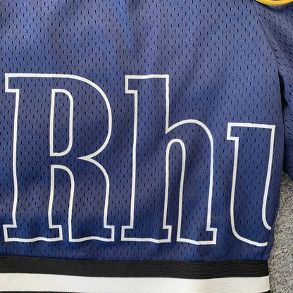 RHUDE COURT LOGO SHORTS NAVY - Prime Reps