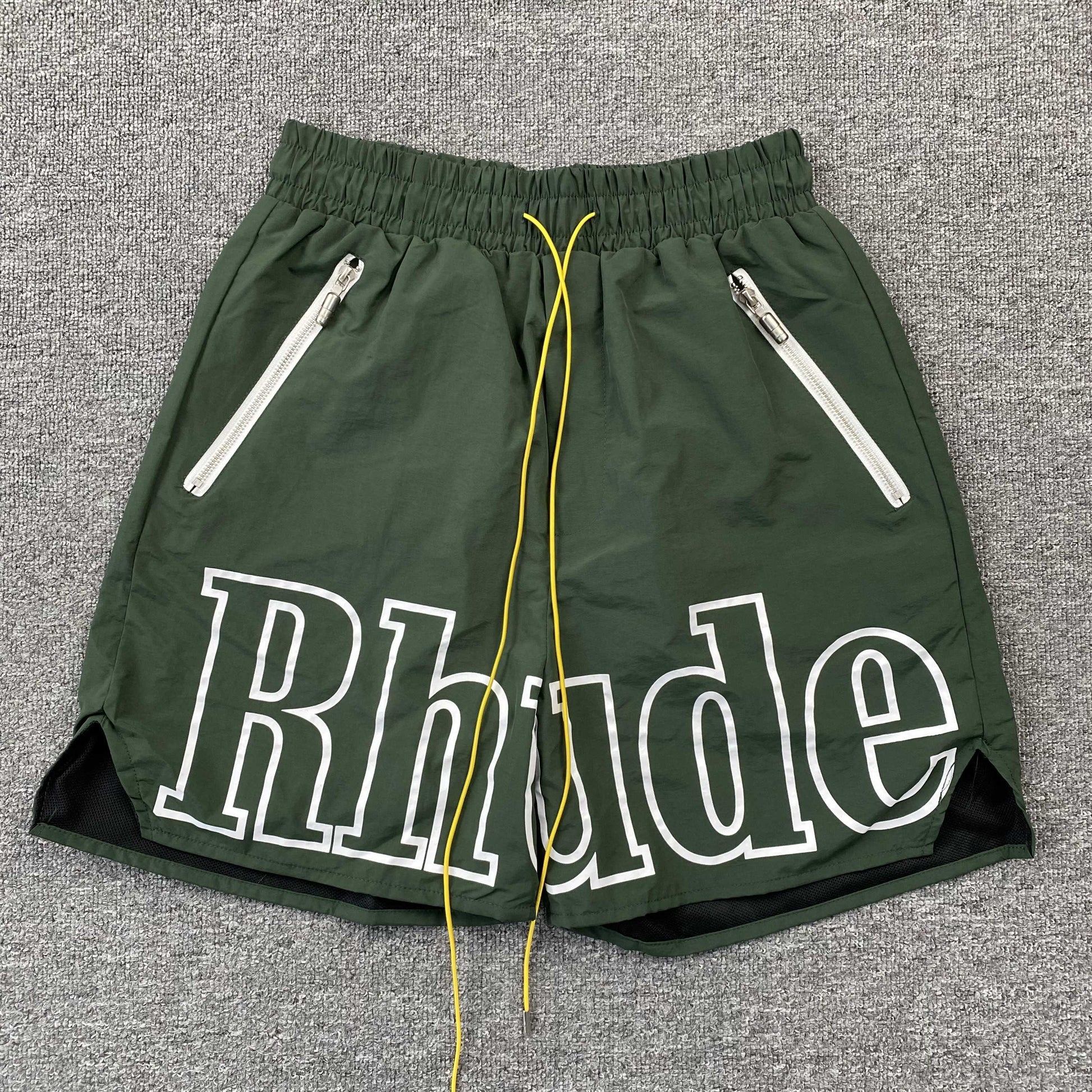 RHUDE RH LOGO SHORTS GREEN - Prime Reps