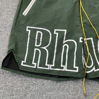 RHUDE RH LOGO SHORTS GREEN - Prime Reps
