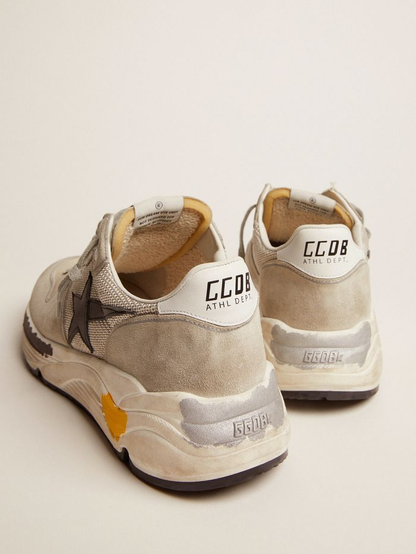 Running Sole Sneakers In Mesh And Ice-gray Suede
