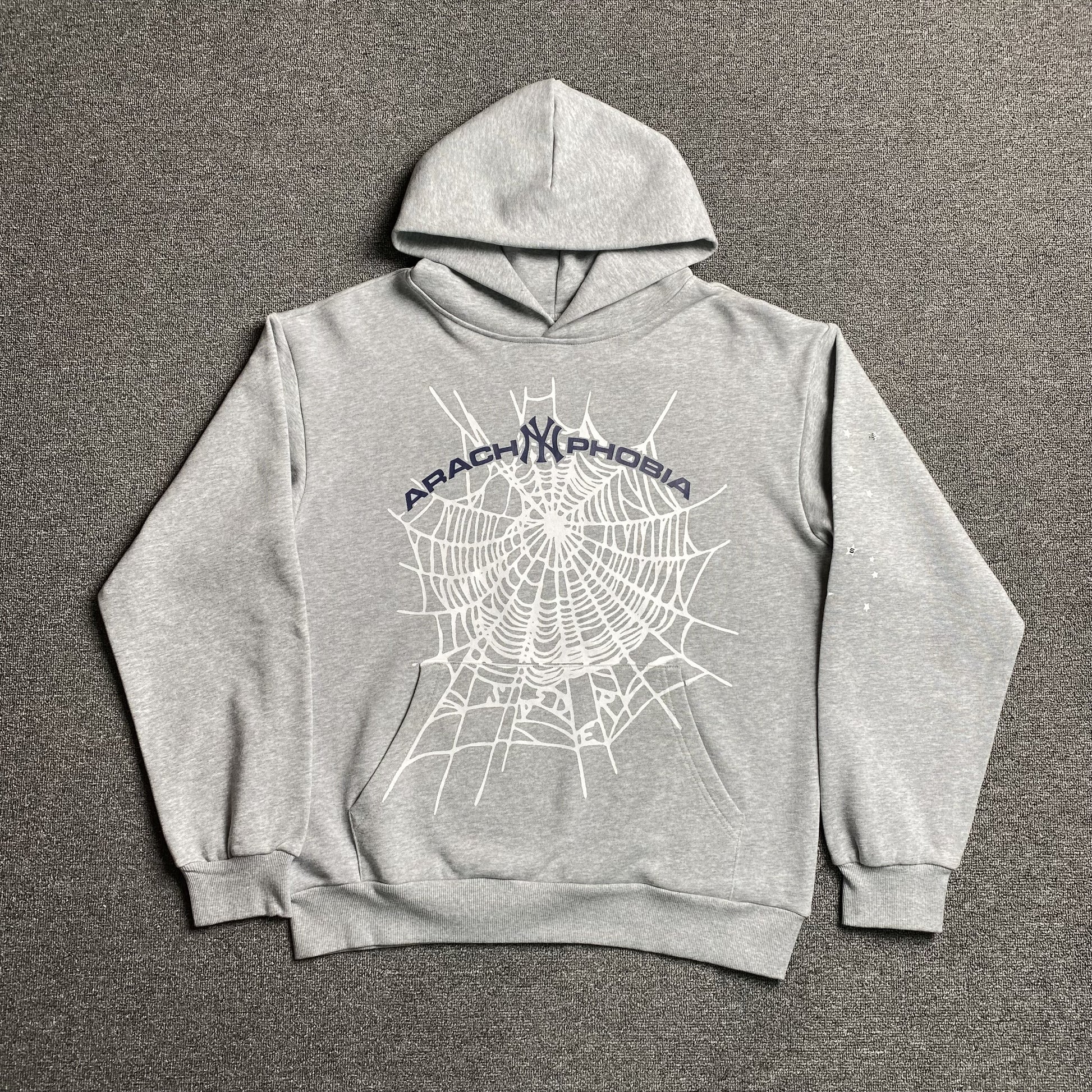 SP5DER ARACH NY PHOBIA HOODIE ASH GREY - Prime Reps