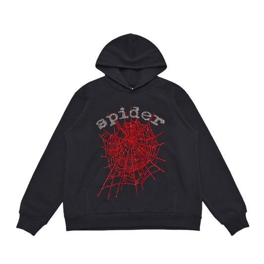 SP5DER OG RHINESTONE LOGO HOODIE BLACK - Prime Reps