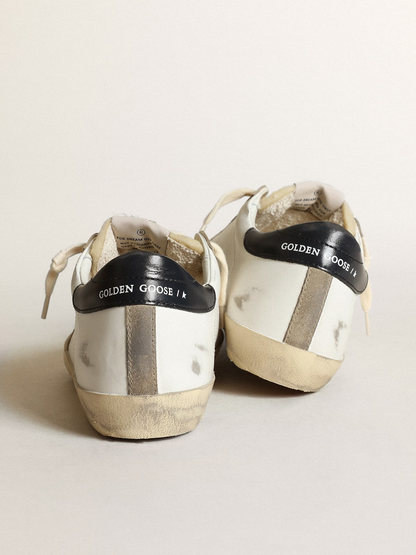 Women's Super-star Sneakers With Perforated Star And Glossy Midnight-blue Leather Heel Tab