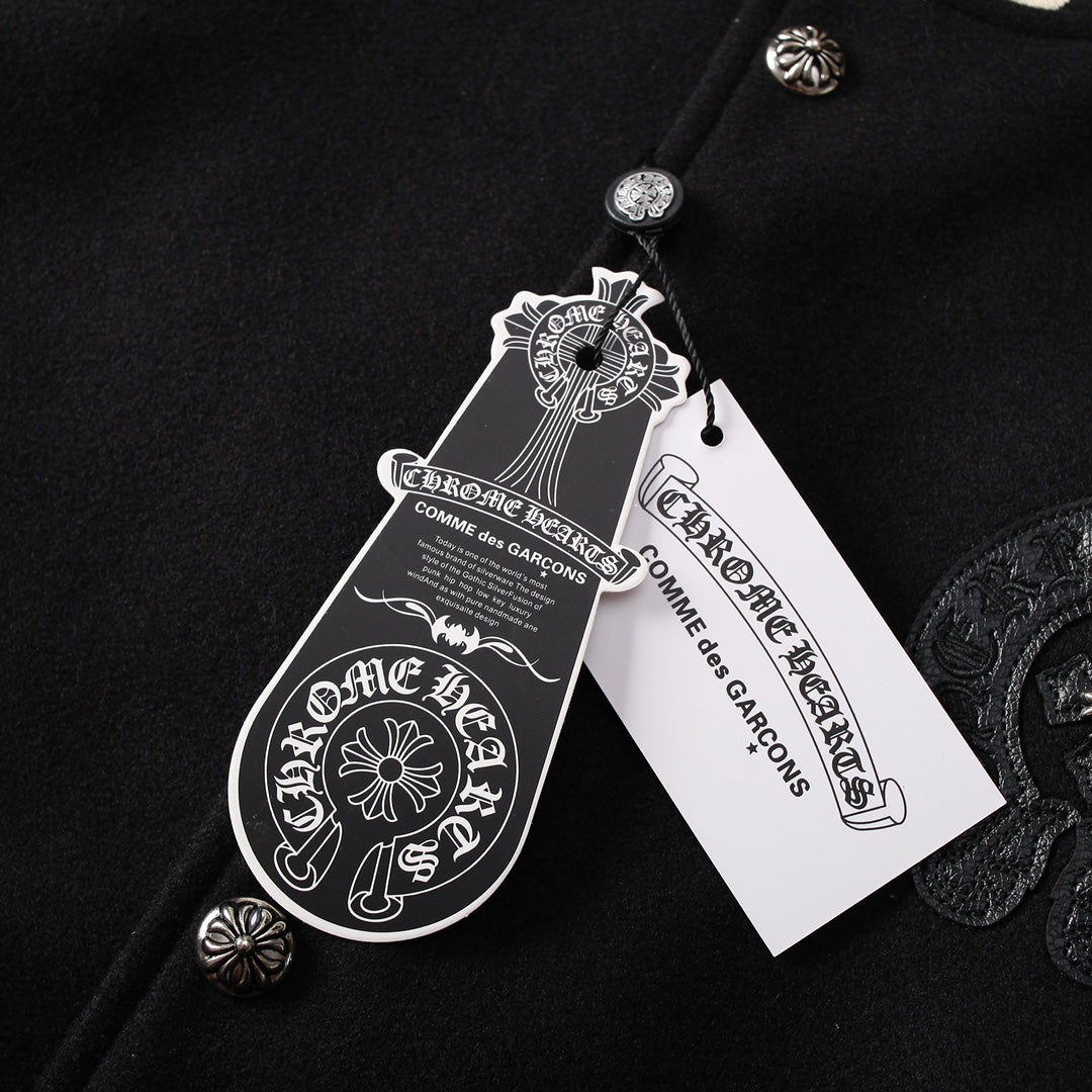 CHROME HEARTS HORSE SHOE LOGO VARSITY JACKET BLACK