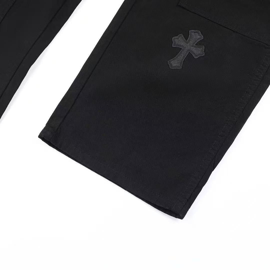 CHROME HEARTS BLACK CROSS PATCH JEANS BLACK