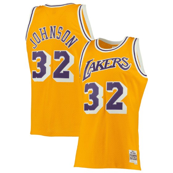 MAGIC JOHNSON LOS ANGELES LAKERS THROWBACK JERSEY (HEAT APPLIED) - Prime Reps